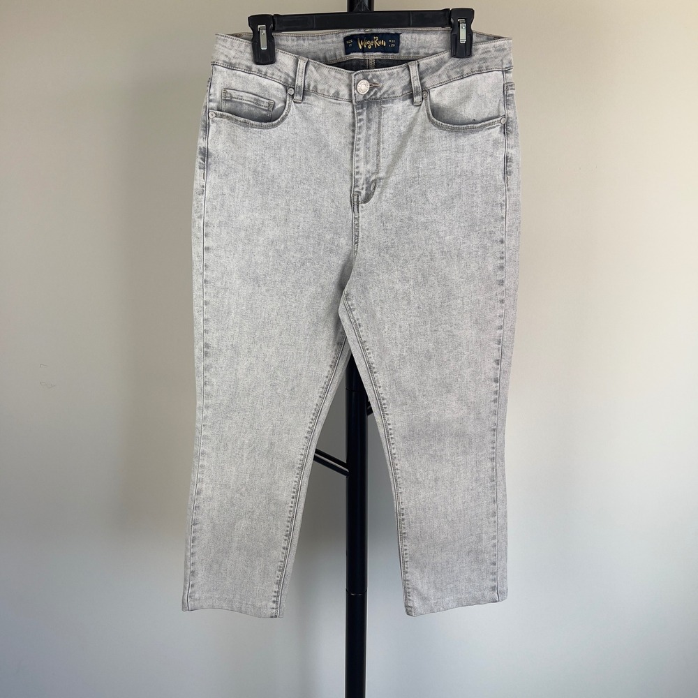 Indigo Rein Grey Acid Wash Cropped Jeans Size 17 W32 L29